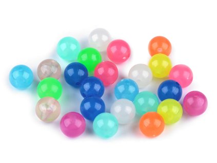 Plastové korálky svítící ve tmě Ø12 mm (Varianta mix, Balení 25 ks)