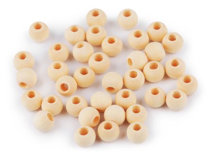 Dřevěné korálky nelakované Ø10 mm (Varianta přírodní sv., Balení 30 g)
