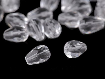 Skleněné korálky broušené kapky 7x10 mm (Varianta 1 crystal, Balení 20 g)