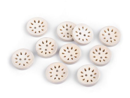 Dřevěný knoflík s výřezy (Varianta přírodní sv., Balení 10 ks)