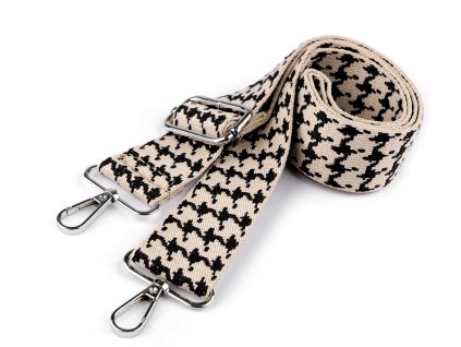 Textilní ucho / popruh na tašku s karabinami šíře 3,8 cm (Varianta 16 bílá černá, Balení 1 ks)