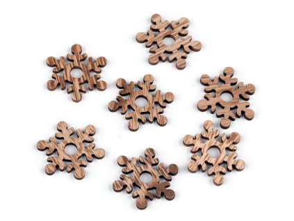 Dřevěná vločka, hvězda, zvonek (Varianta 2 hnědá přírodní hvězda, Balení 10 ks)