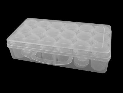 Plastový box / zásobník 18 šroubovacích dóziček (Varianta transparent, Balení 1 ks)