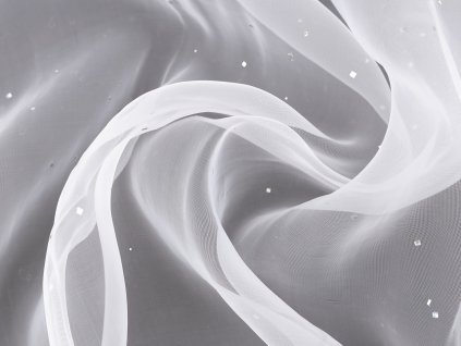 Organza s hvězdičkami s hologramem (Varianta 1 Off White, Balení 1 m)
