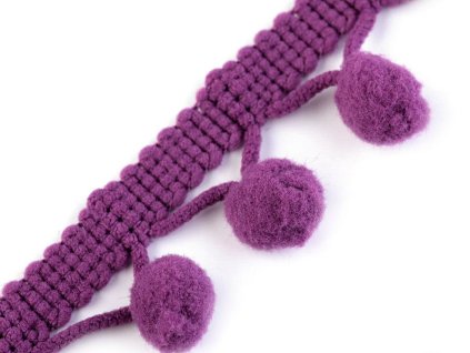 Prýmek šíře 20 mm s bambulkami Ø10 mm (Varianta 27 bílá, Balení 13.5 m)