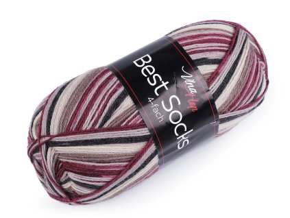 Pletací příze Best Socks samovzorovací / ponožkovka 100 g (Varianta 3 (7316) bordó sv., Balení 1 ks)