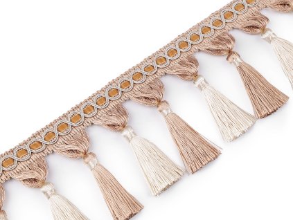 Prýmek / třásně šíře 11 cm (Varianta 1 béžová světlá, Balení 1 m)