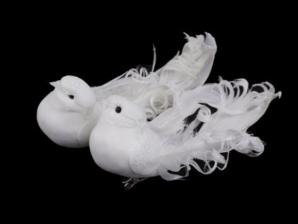 Holubice s klipem k vánočnímu aranžování (Varianta 2 bílá AB, Balení 2 ks)