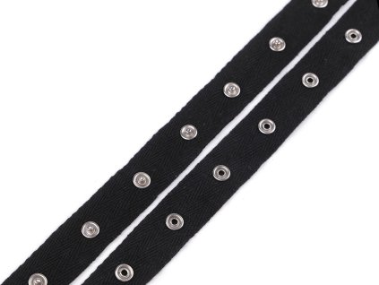 Zapínání na body šíře 20 mm bavlněné (Varianta černá, Balení 1 m)