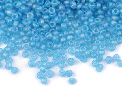 Rokajl 8/0 - 3 mm frosted AB (Varianta M166 modrá světlá, Balení 50 g)