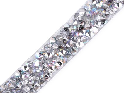 Prýmek s kamínky šíře 10 mm nažehlovací (Varianta crystal AB, Balení 1 m)