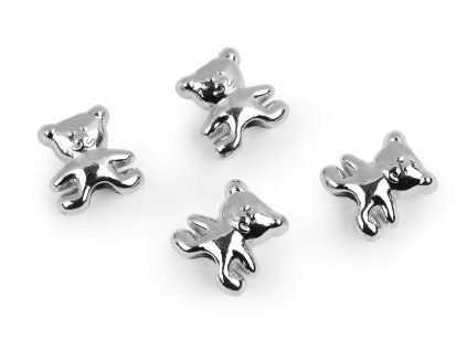 Kovová koncovka na šňůru Ø3,6 mm / ozdoba medvídek (Varianta platina, Balení 4 ks)