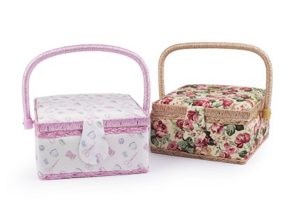 Kazeta / košík na šití čalouněný (Varianta 1 krémová nejsvět. galanterie, Balení 1 ks)