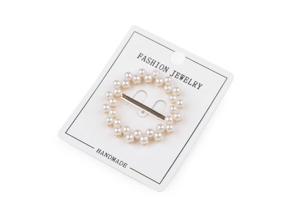 Perlová spona, průvlek 23 mm, na šaty, halenky, šátky a opasky (Varianta perlová, Balení 1 ks)