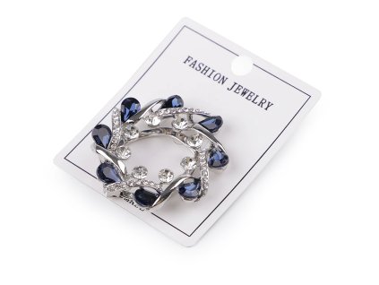 Spona / průvlek / klip s broušenými kamínky (Varianta crystal modrá tmavá, Balení 1 ks)