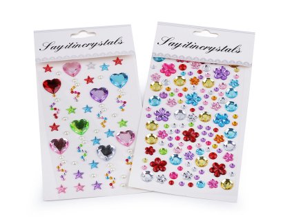 Samolepicí ozdoby z broušených kamínků (Varianta 1 mix srdce, Balení 1 karta)