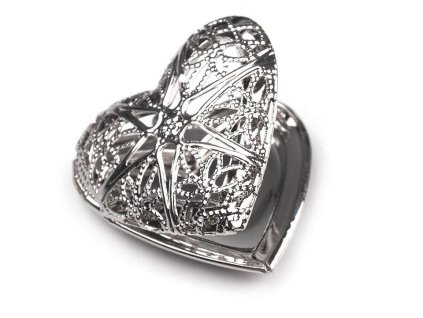 Medailonek rozevírací srdce 26x26 mm (Varianta 1 stříbrná světlá, Balení 1 ks)