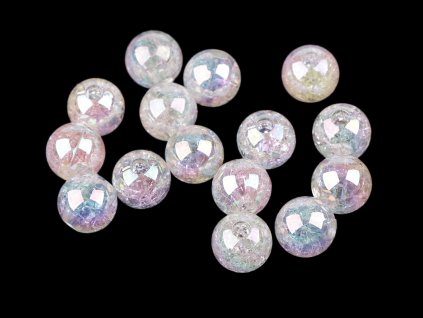 Plastové korálky s AB efektem Ø13 mm (Varianta 1 transparent, Balení 15 ks)