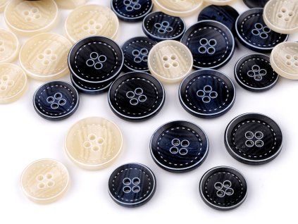 Knoflík s imitací prošití velikost 32", 40" (Varianta 1 (32") béžová světlá, Balení 50 ks)