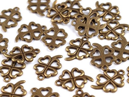Přívěsek čtyřlístek 15x21 mm (Varianta 1 platina s patinou, Balení 5 ks)
