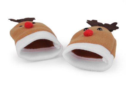 Vánoční mini čepice sob (Varianta béžová tm., Balení 10 ks)