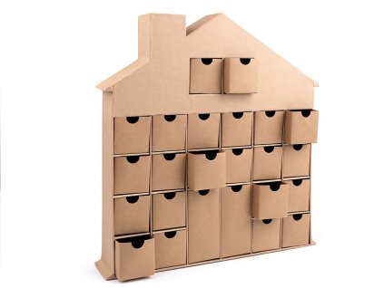 Adventní kalendář papírový domeček k dozdobení (Varianta hnědá přírodní, Balení 1 ks)