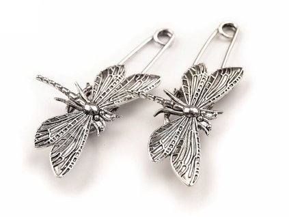 Brož vážka 30x70 mm na spínacím špendlíku (Varianta 2 staromosaz, Balení 1 ks)