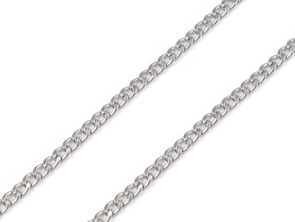 Řetízek plochý z nerezové oceli 3,7 mm, délka 1 m (Varianta platina, Balení 1 ks)
