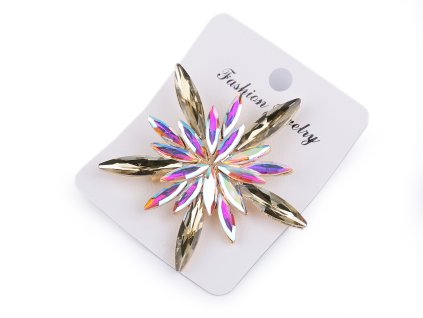 Brož s broušenými kamínky vločka (Varianta 1 crystal AB, Balení 1 ks)