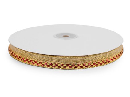 Stuha s lurexem šíře 15 mm (Varianta zlatá červená, Balení 45 m)