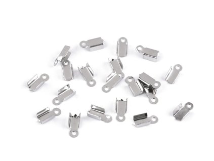 Koncovka na kůži z nerezové oceli 4 mm plochá (Varianta platina, Balení 20 ks)