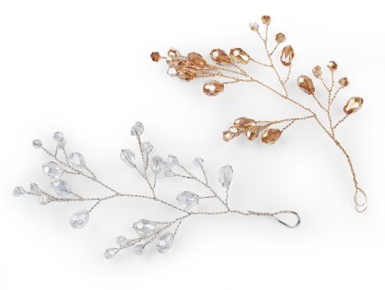 Větvička drátěná s broušenými korálky hand made (Varianta 1 crystal stříbrná, Balení 4 ks)