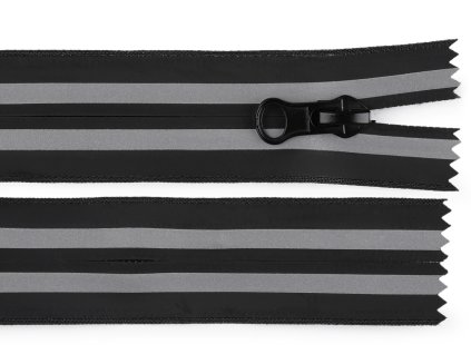 Voděodolný zip No 7 délka 18 cm, 20 cm spirálový reflexní (Varianta 1 (18 cm) černá, Balení 1 ks)