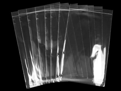 PP sáček s lepicí klopou a závěsem 26,5x40 cm (Varianta transparent, Balení 100 ks)