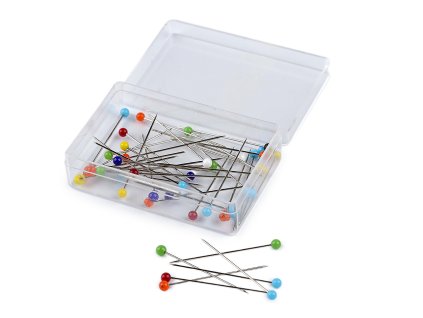 Špendlíky se skleněnou hlavičkou délka 32-38 mm (Varianta nikl, Balení 1 krab.)