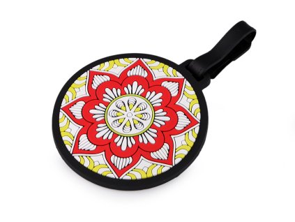 Jmenovka / visačka na kufr mandala (Varianta 1 červená, Balení 1 ks)