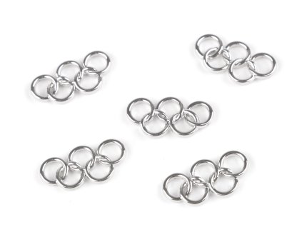 Kovová ozdoba olympijské kruhy 12x24 mm (Varianta platina, Balení 5 ks)
