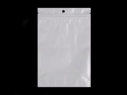 Uzavíratelný sáček se závěsem 12x18 cm jedna strana průhledná (Varianta bílá transparent, Balení 100 ks)