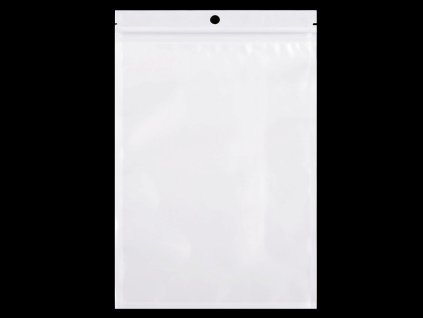 Uzavíratelný sáček se závěsem 16x24 cm jedna strana průhledná (Varianta bílá transparent, Balení 100 ks)
