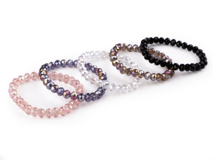 Náramek pružný z broušených korálků s AB efektem (Varianta 3 modrá tmavá AB, Balení 1 ks)