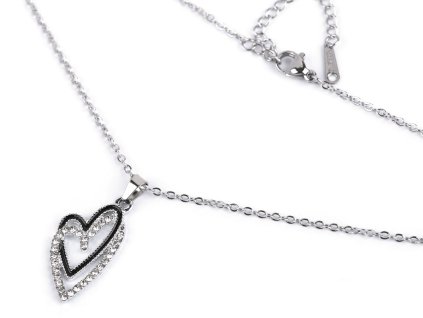 Náhrdelník z nerezové oceli srdce (Varianta 1 crystal srdce, Balení 1 ks)
