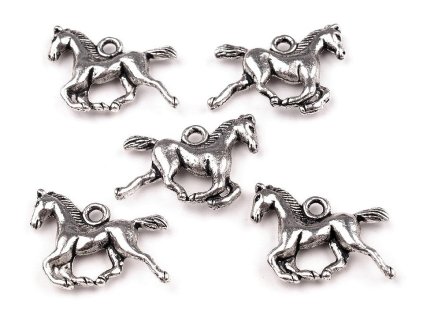 Přívěsek kovový kůň 15x18 mm (Varianta 1 platina s patinou, Balení 5 ks)