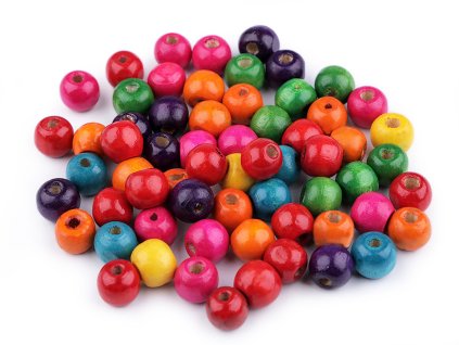 Dřevěné korálky Ø10 mm (Varianta mix, Balení 25 g)