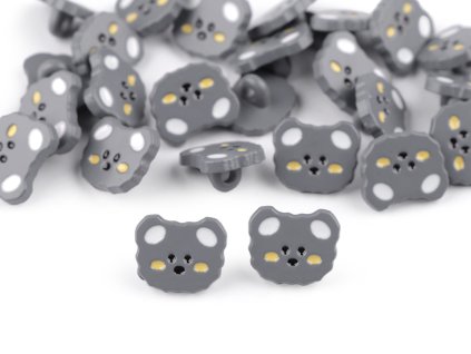 Knoflík dětský velikost 24" medvídek (Varianta 4 šedá, Balení 25 ks)