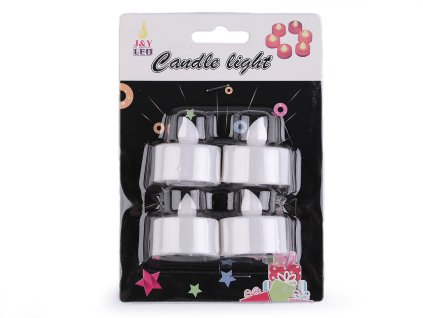 LED čajová svíčka na baterky Ø3,6 cm (Varianta bílá teplá, Balení 4 ks)