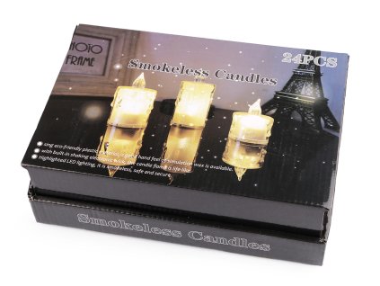 LED svíčka na baterky Ø3,6 cm (Varianta 1 (6,5 cm) transparent teplá, Balení 4 ks)