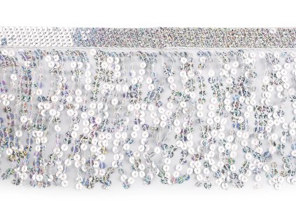 Třásně s holografickými flitry šíře 15 cm (Varianta 1 stříbrná hologram, Balení 1 m)