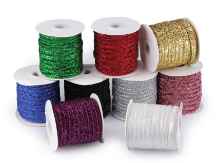 Sametová lurexová stuha šíře 6 mm (Varianta 2 stříbrná, Balení 3 m)