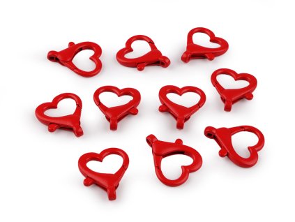 Kovová lakovaná karabina srdce průvlek 15 mm (Varianta 1 červená, Balení 10 ks)