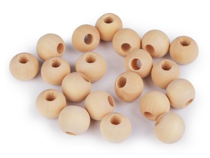 Dřevěné korálky nelakované Ø15 mm (Varianta přírodní sv., Balení 20 ks)